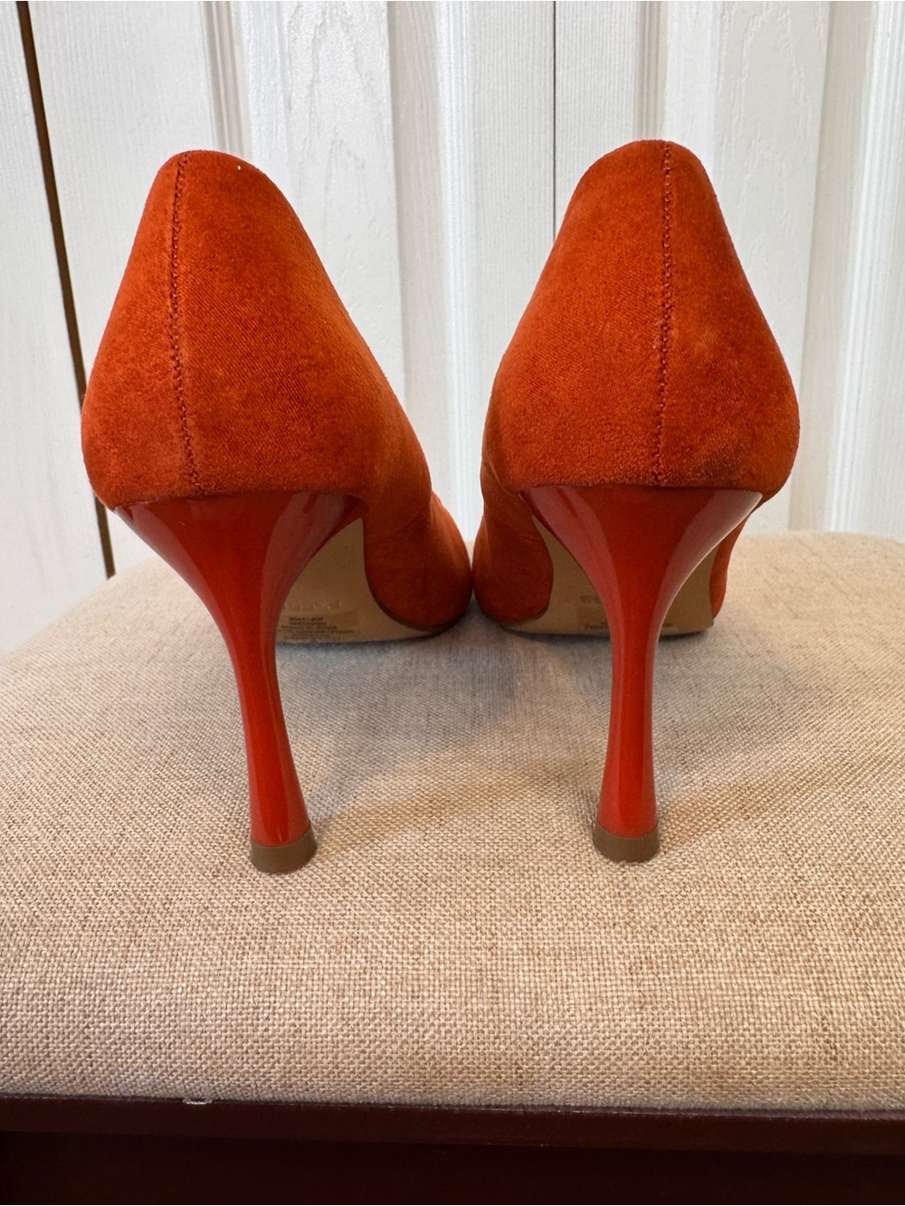 Express Women's Pointed Toe Suede Pumps Rust Burnt Orange 3 Inch Heel Size 6 - Picture 6 of 12